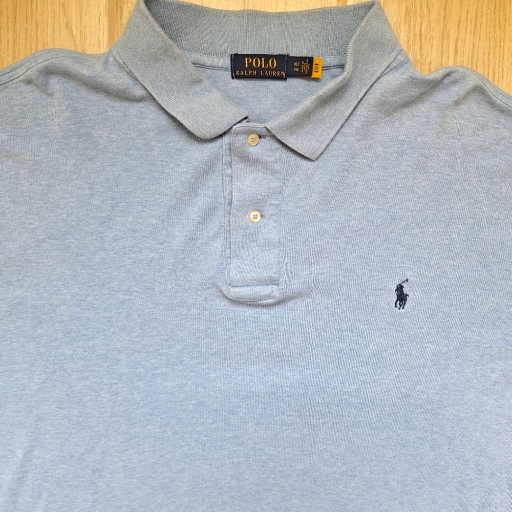 Polo Ralph Lauren Men's Light Blue Short Sleeved Cotton Polo Shirt - Size XLT - Picture 3 of 9